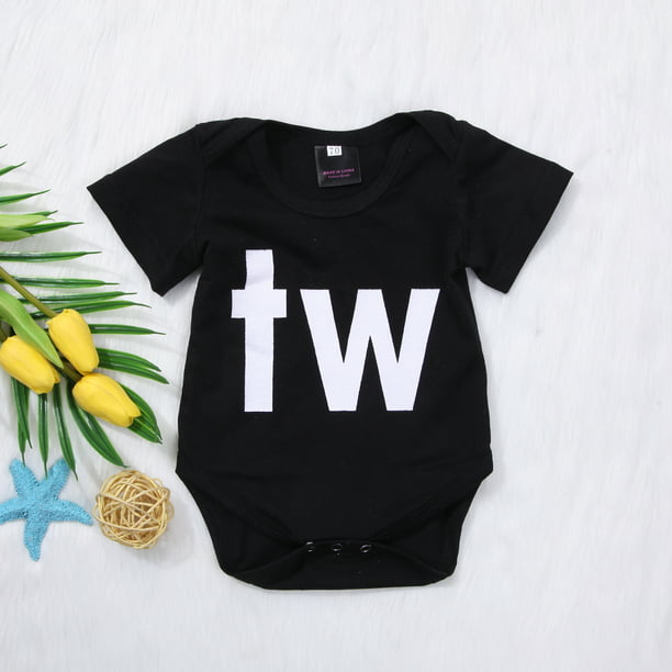Toddler Infant Baby Boys Girls Short Sleeve Bodysuit Twins Romper Clothes Outfit